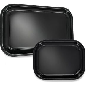 Black Metal Tray 2 Pack 11"x7" and 7"x5.5" (Black)