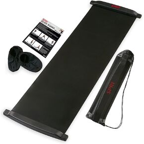 SPRI Slide Board (71" L x 20" W) with End Stops, Sliding Booties, Mesh Carrying Bag and Exercise Guide for Low Impact Balance Training (Skating, Hockey)