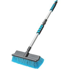 DSV Standard Car Wash Brush with 50'' Long Handle, Car Cleaning Brush with Hose Attachment, Car Brushes for Washing 10'' Soft Bristles for Scratch-Free Cleaning Auto, Truck, Boat, Floor and More