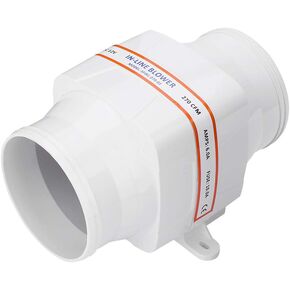 4 Inch In-Line Blower 12V 270CFM Electric In-Line Marine Bilge Air Blower Fan Mute Strong Ventilation Fan for Yacht Caravan, White