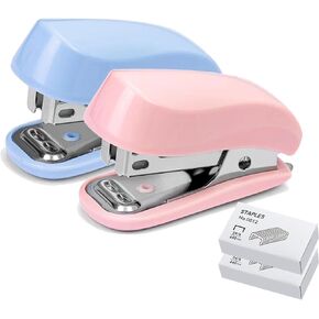 Stapler, Stapler with Staples, Staple Remover, Staplers for Desk, Mini Stapler, Staples Standard, Small Stapler, Cute Stapler with 1280pcs Staples for Office and School Supplies(Blue&Pink)