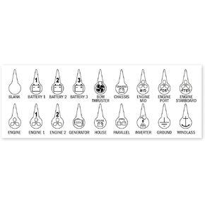 Blue Sea Systems 7902 Battery Switch ICON Label Kit, 18 icons, Beige