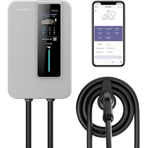 Level 2 EV Charging Station,48 Amp/240V,Adjustable Current,NEMA 14-50 Plug with 25 Foot Cable,Waterproof Indoor/Outdoor
