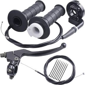 Throttle Handle+Right Brake Lever, Handle, Brake Cable, Throttle Cable Compatible with Mb165 Mb200 196cc 200cc 5.5hp 6.5hp Doodlebug Bike, XR80 XR100 CRF70 CRF80 CRF100 Pit Dirt Motor Bike Mini Bike
