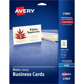Avery Printable Business Cards with Sure Feed Technology, 2" x 3.5", Ivory, 250 Blank Cards for Inkjet Printers (08376)
