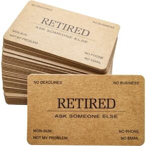 RXBC2011 Retired Business Cards Kraft paper Funny Retirement Gift (Pack of 50/No Case) For Retired Men, Women, Coworkers, Employees, Boss, Friend, Colleague