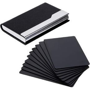 Thick Aluminum Metal Business Cards Anodized Aluminum 86 X 54 X 0.8mm with Protector Sleeves (black-10)