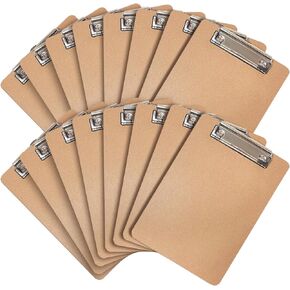 Mini Clipboards, 16 Pack 6" x 9" Small Clipboards Bulk, Memo Size Clip Boards Pack, Wooden Mini Clipboards with Low Profile Clip, Hanging Loop for Office Home Classroom Supplies