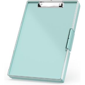 Rimilak Plastic Clipboard with Storage, Side Opening Clip Boards with 2 Storage Case, High Capacity Nursing Clipboards with Heavy Duty Clips for Work School Office Supplies, Black