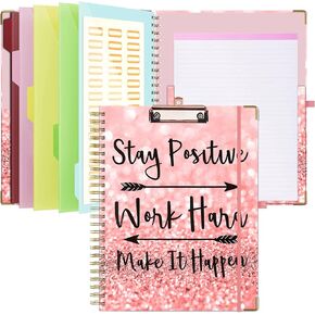 Lateefah Clipboard with Storage, Clipboard for Letter Size with 5 File Folders, Nursing Clipboard with 12 Pockets, Label Stickers and Notepad, Foldable Clipboard with Pen Loop for School, Office