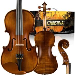 CHRISTINA V04 Violin Instrument Adult Full Size Violin Kit Acoustic Violins for Kids Beginners Student (matte 1/2)