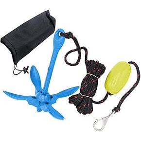 Marine Kayak Anchor Portable Folding Grapnel Kayak Anchor Kit (1.5lb) with 30 ft Marine Rope