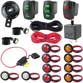 MHAEDWV Universal ATV UTV SXS Turn Signal Kit - Turn Signal Light Kit, Street Legal Rocker Switch, Side by Side Turn Signal Kit Compatible with Polaris RZR Ranger Turbo Can-Am Yamaha Rhino
