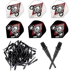 ONE80 Matt Black Soft Tips Replacement Dart Point 2BA Thread - 6 Pcs Durable Extra Thick Dart Flight