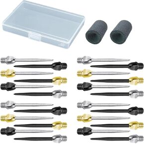 24 Pcs Dart Steel tip Converter Points with 2 Dart Sharpener, 2BA Dart Replacement Tips, Soft Dart Point Conversion Steel Transformation Dart Accessories for Metal Needel Tips Darts-2BA Screw Thread
