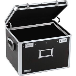 Vaultz Locking File Storage Box, Two-Handled, Letter/Legal File Storage, Tactical Black, 16.5 x 13.5 x 12 inches
