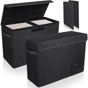 2-Pack Comic Book Organizer, Collapsible Comic Book Case with Dividers and Carrying Handles, Comic Short Box Holds 150 Comics, 15.5" X 7.5" X 11.3" Heavy-Duty Stackable Comic Book Case