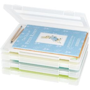 iBune 4 Pack A4 File Project Case، صناديق تخزين ورق القصاصات لورق 8.5 × 11، صندوق تخزين بلاستيكي صندوق منظم مستندات المكتب، الحجم الداخلي 12.2 × 8.9 × 0.7 بوصة