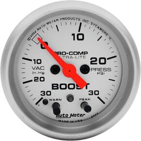 Auto Meter 4376 Ultra-Lite Electric Boost/Vacuum Gauge,2.3125 in.