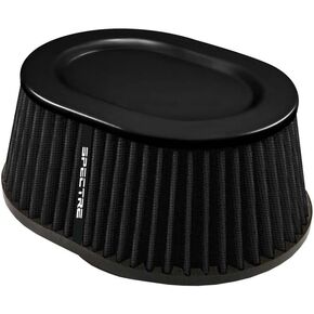 Spectre Universal Clamp-On Air Filter: High Performance, Washable Filter: Oval Tapered;4 in Flange ID; 4.219 in Height; 7.906 in x 6.219 in Base; 6.625 in x 5 in (168 mm x127 mm) Top, SPE-HPR9616K