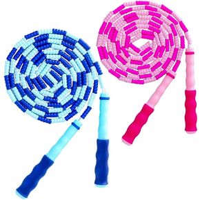 Jump Rope for Kids Girls and Boys, Soft Beaded Jump Ropes, Adjustable Skipping Rope, Tangle-Free Segmented Rope for Kid and Women Men Adults Exercise, Keeping Fit, Training - 9.2Ft