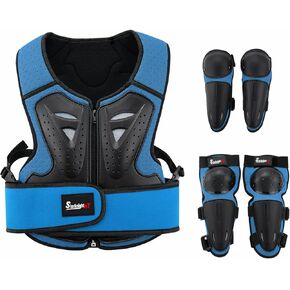 StarknightMT Kids Motorcycle Armor Suit Dirt Bike Gear, Youth Riding Protective Gear Chest Protection for Motocross Cycling Skateboard,Skiing,Skating,Off-Road (Blue)