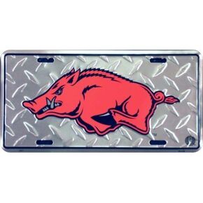 Arkansas Razorbacks Diamond Metal License Plate