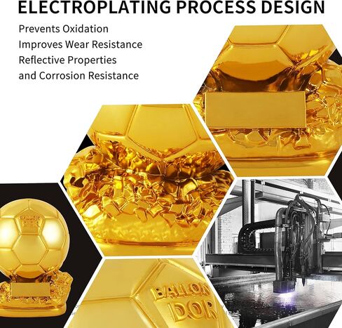 كأس كرة القدم Fubosi Ballon d'Or Trophy، كأس الكرة الذهبية لكرة القدم، أفضل نسخة طبق الأصل من الراتنج لكأس كرة القدم مع عملية الطلاء الكهربائي لهدايا مشجعي ديكورات المكاتب وهدية عيد الميلاد in Kuwait