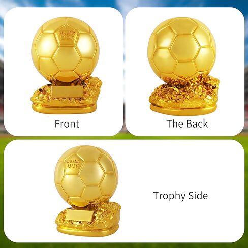 كأس كرة القدم Fubosi Ballon d'Or Trophy، كأس الكرة الذهبية لكرة القدم، أفضل نسخة طبق الأصل من الراتنج لكأس كرة القدم مع عملية الطلاء الكهربائي لهدايا مشجعي ديكورات المكاتب وهدية عيد الميلاد in Kuwait