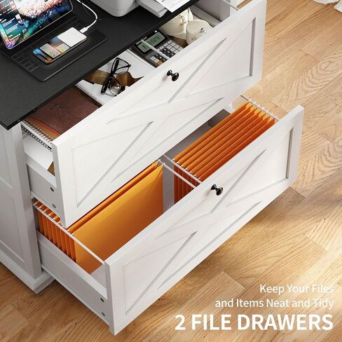 YITAHOME 2 Drawer File Cabinet with Charging Station, Large Lateral Filing Cabinet for Home Office, White in Saudi Arabia