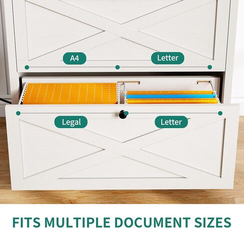 YITAHOME 2 Drawer File Cabinet with Charging Station, Large Lateral Filing Cabinet for Home Office, White in Saudi Arabia