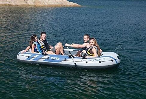 Intex Excursion 4 Inflatable Raft Set w/ 2 Transom Mount 8 Speed Trolling Motors in Saudi Arabia