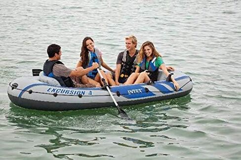 Intex Excursion 4 Inflatable Raft Set w/ 2 Transom Mount 8 Speed Trolling Motors in Saudi Arabia