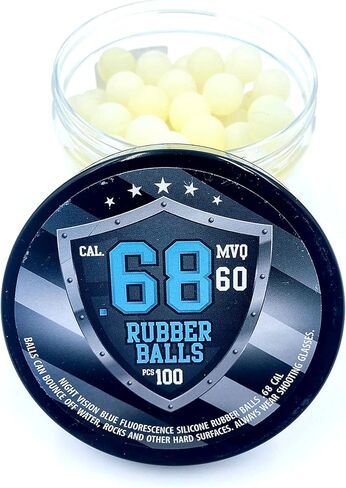 100 x Blue Night Vision Fluorescent Silicon Rubber Balls Paintballs Glowing in The Dark in 68 Cal. Projectiles Ammo for Training and Self - Home Defense in Kuwait