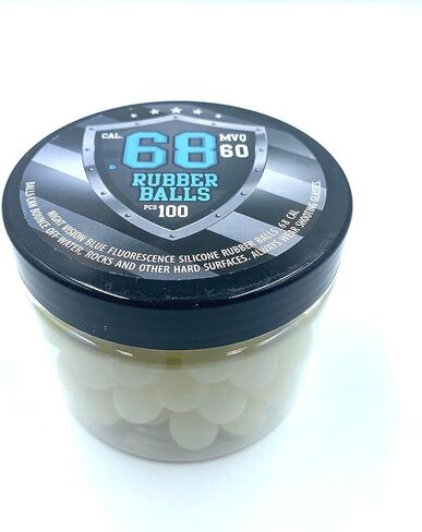 100 x Blue Night Vision Fluorescent Silicon Rubber Balls Paintballs Glowing in The Dark in 68 Cal. Projectiles Ammo for Training and Self - Home Defense in Kuwait
