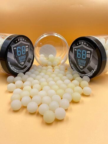 100 x Blue Night Vision Fluorescent Silicon Rubber Balls Paintballs Glowing in The Dark in 68 Cal. Projectiles Ammo for Training and Self - Home Defense in Kuwait