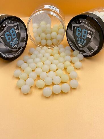 100 x Blue Night Vision Fluorescent Silicon Rubber Balls Paintballs Glowing in The Dark in 68 Cal. Projectiles Ammo for Training and Self - Home Defense in Kuwait