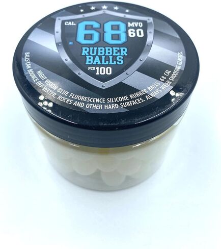100 x Blue Night Vision Fluorescent Silicon Rubber Balls Paintballs Glowing in The Dark in 68 Cal. Projectiles Ammo for Training and Self - Home Defense in Kuwait