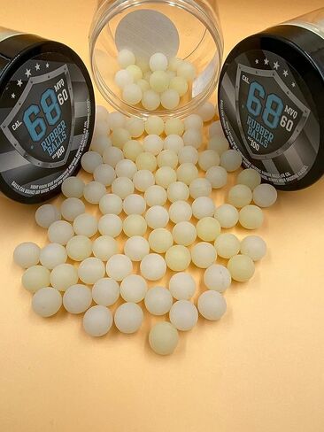100 x Blue Night Vision Fluorescent Silicon Rubber Balls Paintballs Glowing in The Dark in 68 Cal. Projectiles Ammo for Training and Self - Home Defense in Kuwait