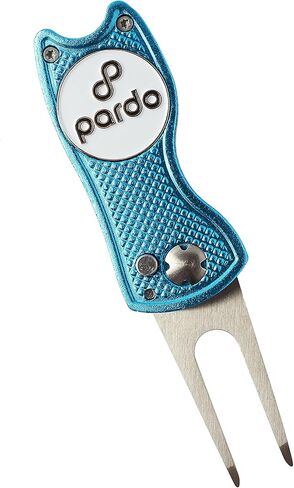 أداة إصلاح Pardo Divot، على شكل شفرة مفاتيح معدنية بالكامل - ملحقات الجولف أداة 3 في 1 (أداة Divot، علامة الكرة، حامل النادي) قابلة للطي مع زر منبثق وأداة تحديد كرة مغناطيسية (أحمر) in Kuwait