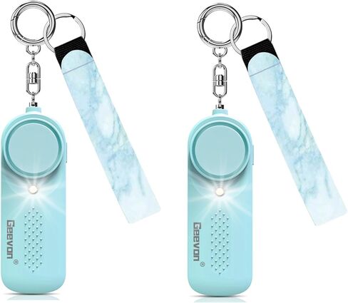 جيفون 2 حزمة من إنذارات السلامة الشخصية، 130 ديسيبل صوت آمن للدفاع عن النفس صفارة إنذار مع ضوء ستروب، أجهزة تنبيه أمان في حالات الطوارئ للنساء والرجال وكبار السن والأطفال (أسود) in Kuwait