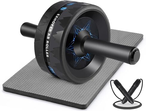 Fitness Ab Roller Wheel for Abdominal Exercises Abs Workout Equipment with Knee Pad and Jump Rope for Home Office Gym Trainer in Saudi Arabia