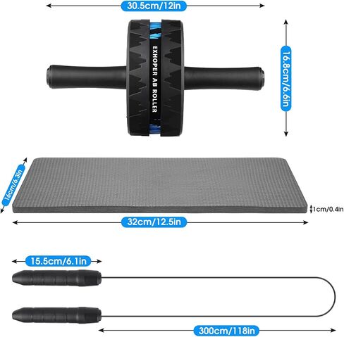 Fitness Ab Roller Wheel for Abdominal Exercises Abs Workout Equipment with Knee Pad and Jump Rope for Home Office Gym Trainer in Saudi Arabia