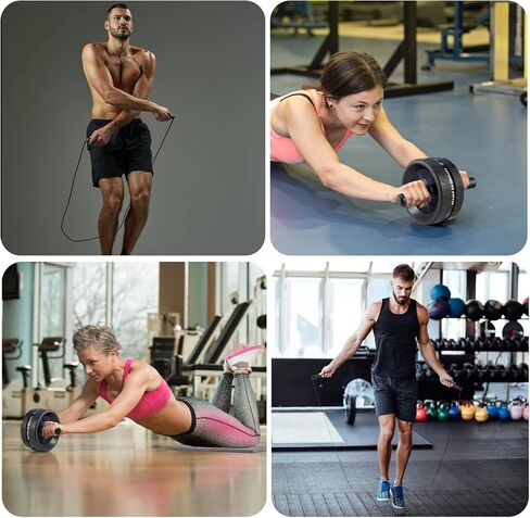 Fitness Ab Roller Wheel for Abdominal Exercises Abs Workout Equipment with Knee Pad and Jump Rope for Home Office Gym Trainer in Saudi Arabia