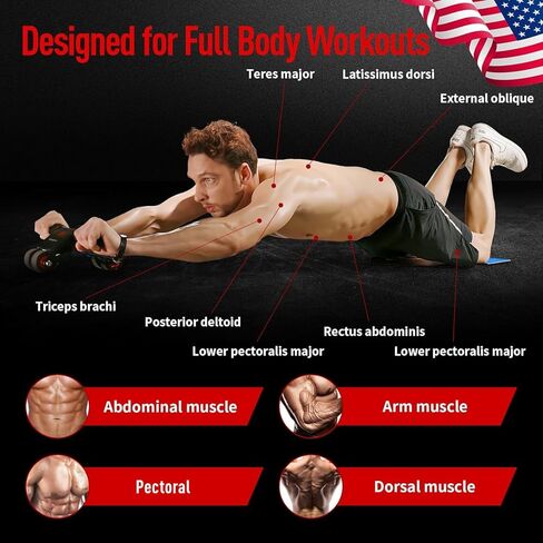 عجلة هاريسون آب رولر للتمارين الأساسية - آب رولر لتمرين البطن للرجال والنساء in Kuwait