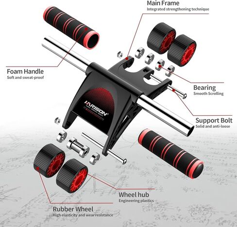 عجلة هاريسون آب رولر للتمارين الأساسية - آب رولر لتمرين البطن للرجال والنساء in Kuwait