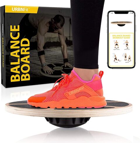 URBNFit Balance Board Trainer - Wooden Wobble Balancing Board for Core Stability, Strength Training & Flexibility - Wobble Board w/Workout Guide to Exercise at Desk or Home Gym﻿ in Saudi Arabia