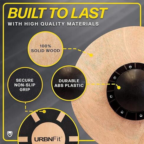 URBNFit Balance Board Trainer - Wooden Wobble Balancing Board for Core Stability, Strength Training & Flexibility - Wobble Board w/Workout Guide to Exercise at Desk or Home Gym﻿ in Saudi Arabia