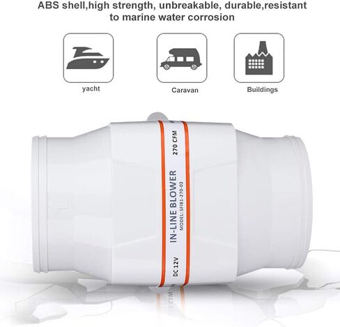 GOTOTOP Ventilation Fan 4In In Line Marine Bilge Air Blower Mute Strong Ventilation Fan for Yacht Caravan 12V 4in in Saudi Arabia