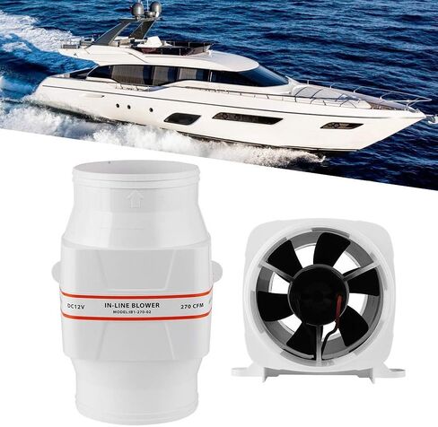Marine Bilge Air Blower, 4inches In-Line Bilge DC Air Blower Mute Strong Engine Ventilation Fan for Yacht RV (12V) in Kuwait
